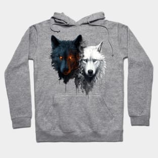 Black Wolf With White Wolf Tees Graphic Wolf Loves Hoodie